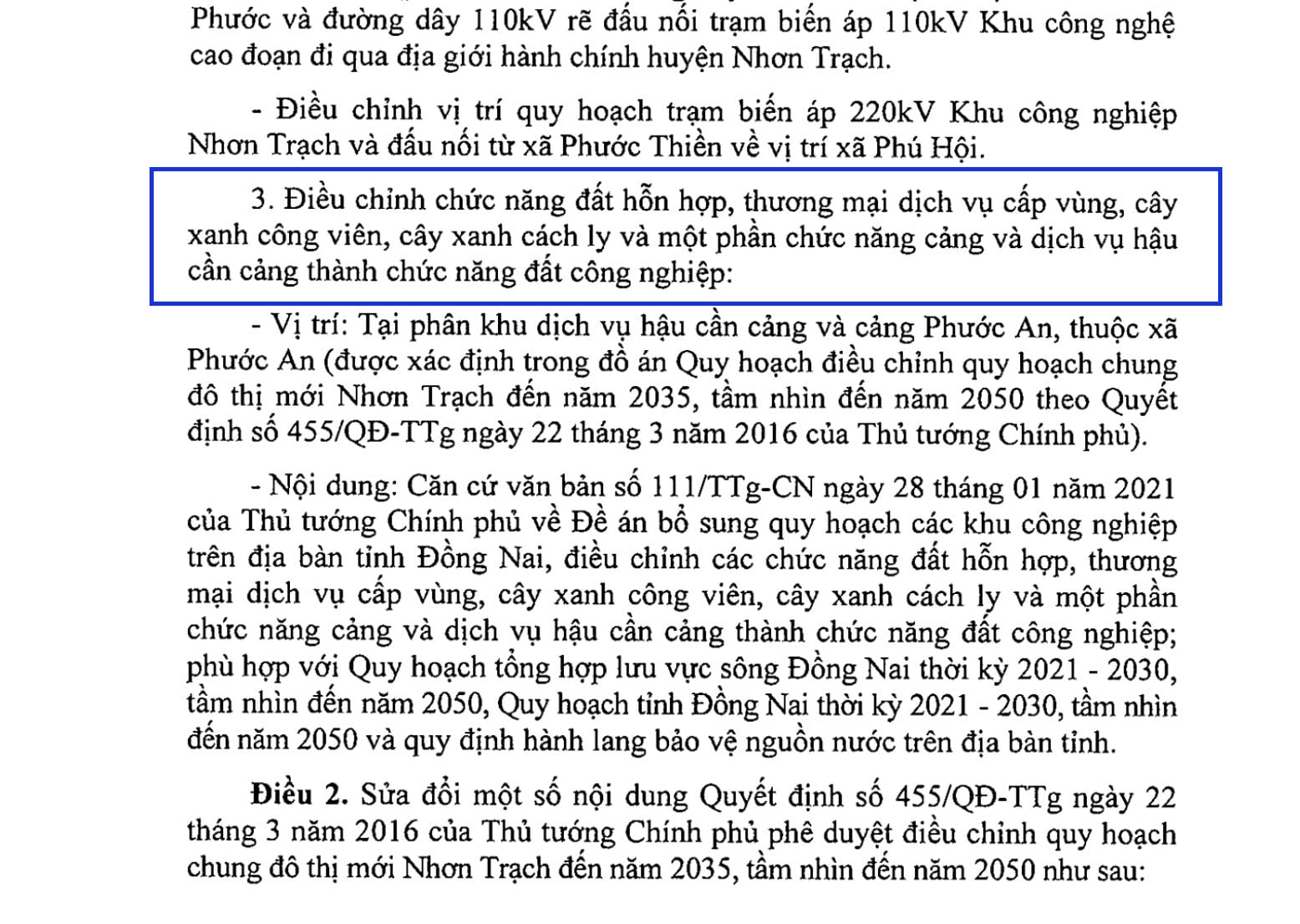 Điều chỉnh theo Quyết định 826/QĐ-Ttg
